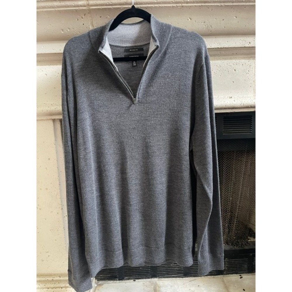 Nordstrom Men's Sweater Size XL Gray 100% Merino Wool‎ Pullover Turtle Neck